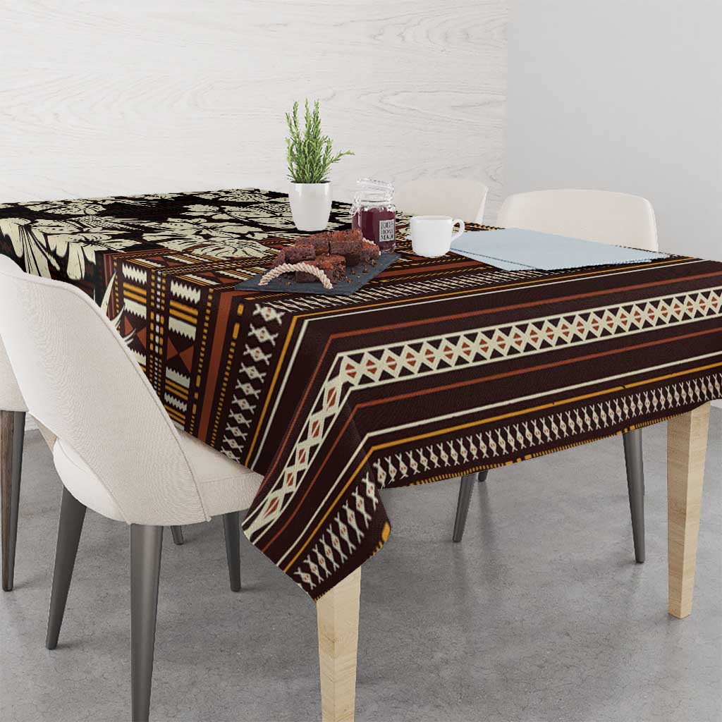 Bula Fiji Masi Tablecloth Tapa Tropical Hibiscus Half Stylized - Polynesian Pride
