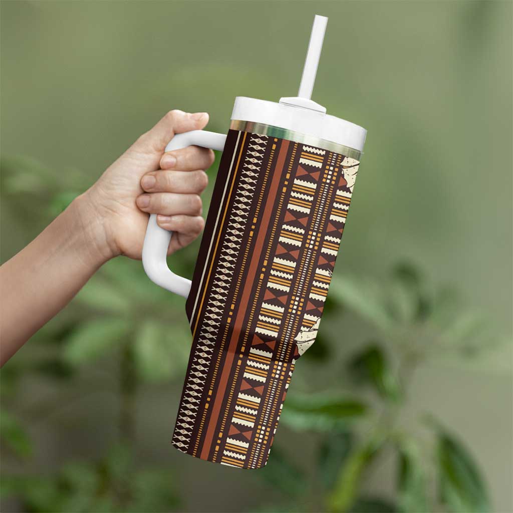 Bula Fiji Masi Tumbler With Handle Tapa Tropical Hibiscus Half Stylized - Polynesian Pride
