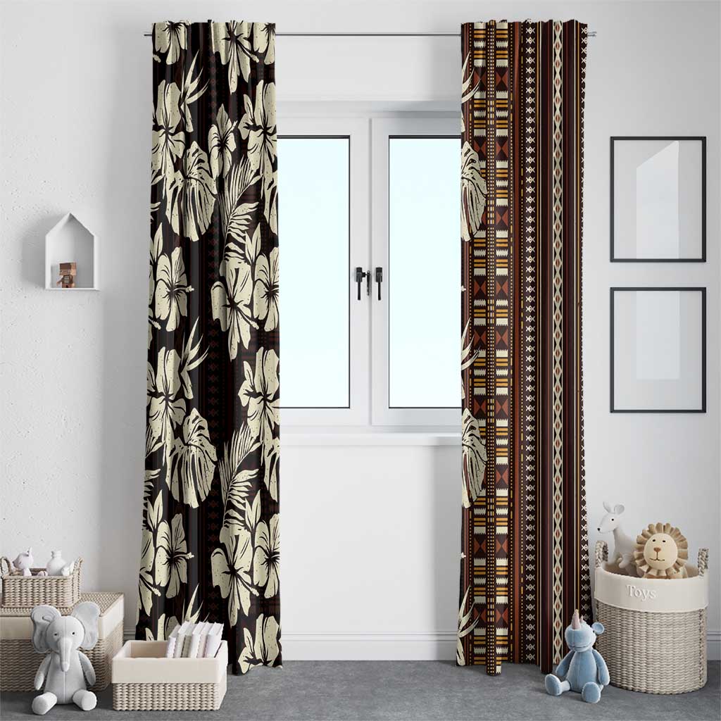 Bula Fiji Masi Window Curtain Tapa Tropical Hibiscus Half Stylized - Polynesian Pride
