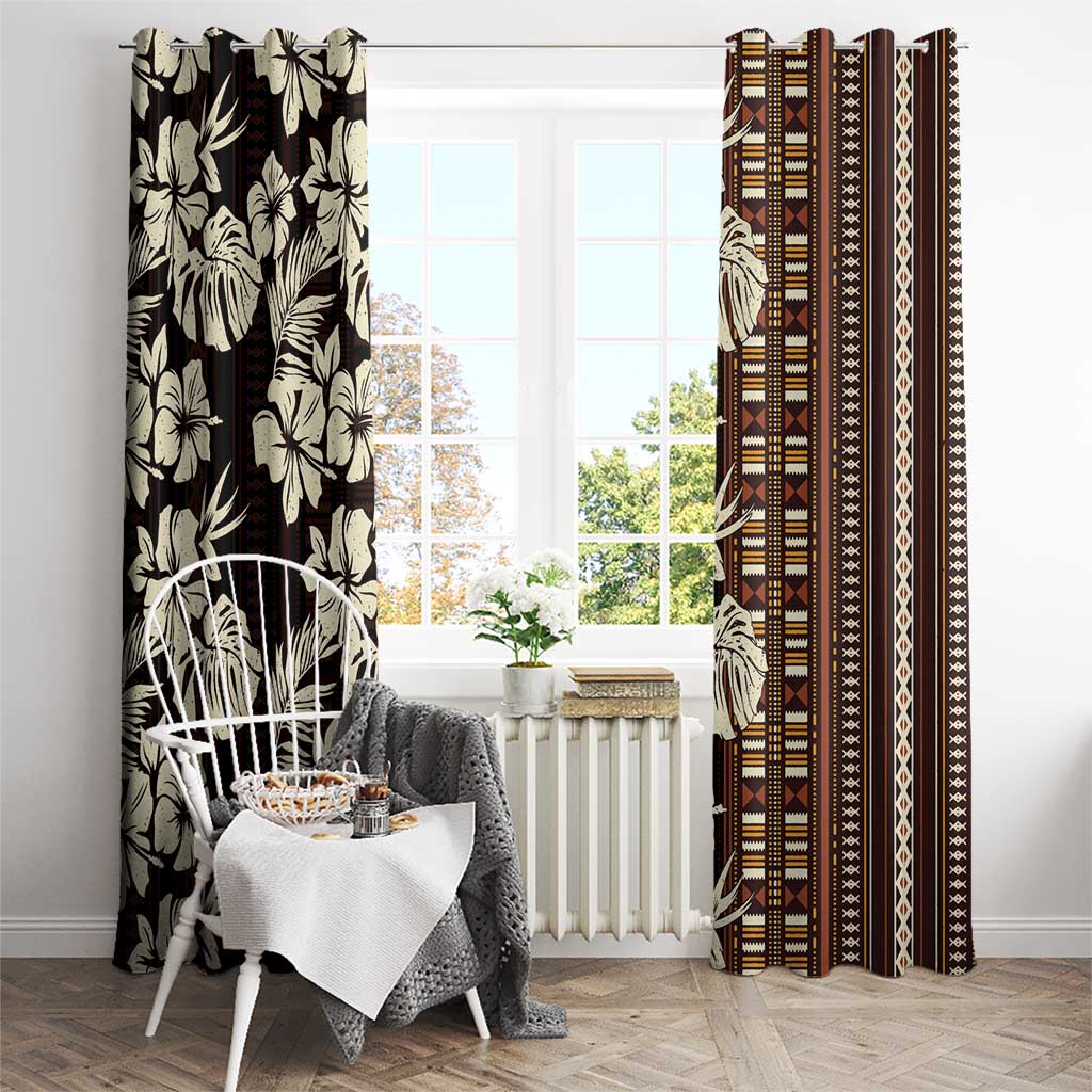 Bula Fiji Masi Window Curtain Tapa Tropical Hibiscus Half Stylized - Polynesian Pride