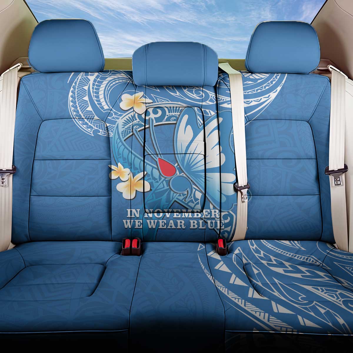 Polynesia Diabetes Awareness Month Back Car Seat Cover In November We Wear Blue LT14 One Size Blue - Polynesian Pride