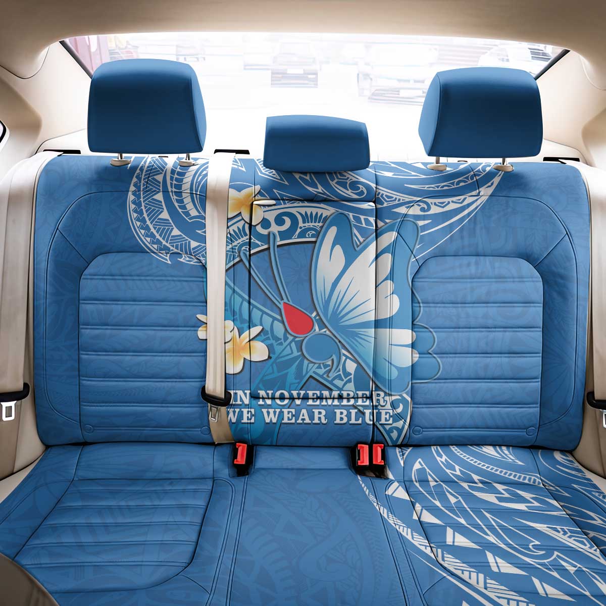 Polynesia Diabetes Awareness Month Back Car Seat Cover In November We Wear Blue LT14 - Polynesian Pride