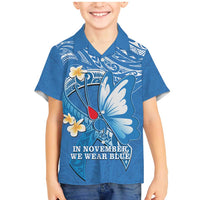 Polynesia Diabetes Awareness Month Family Matching Mermaid Dress and Hawaiian Shirt In November We Wear Blue LT14 Son's Shirt Blue - Polynesian Pride