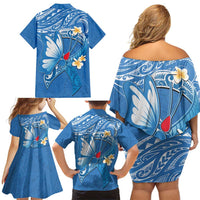 Polynesia Diabetes Awareness Month Family Matching Off Shoulder Short Dress and Hawaiian Shirt In November We Wear Blue LT14 - Polynesian Pride