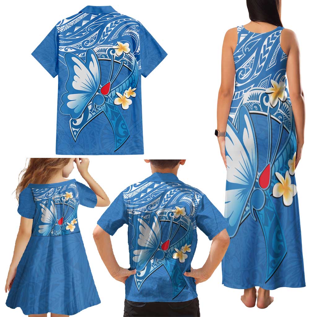 Polynesia Diabetes Awareness Month Family Matching Tank Maxi Dress and Hawaiian Shirt In November We Wear Blue LT14 - Polynesian Pride