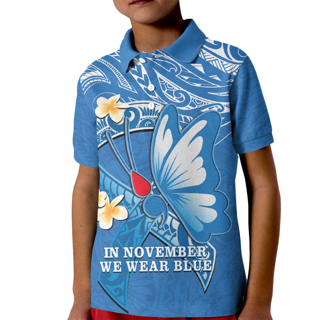 Polynesia Diabetes Awareness Month Kid Polo Shirt In November We Wear Blue