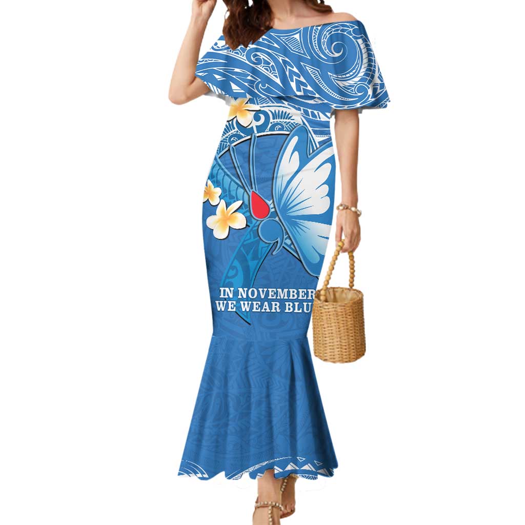 Polynesia Diabetes Awareness Month Mermaid Dress In November We Wear Blue LT14 Women Blue - Polynesian Pride