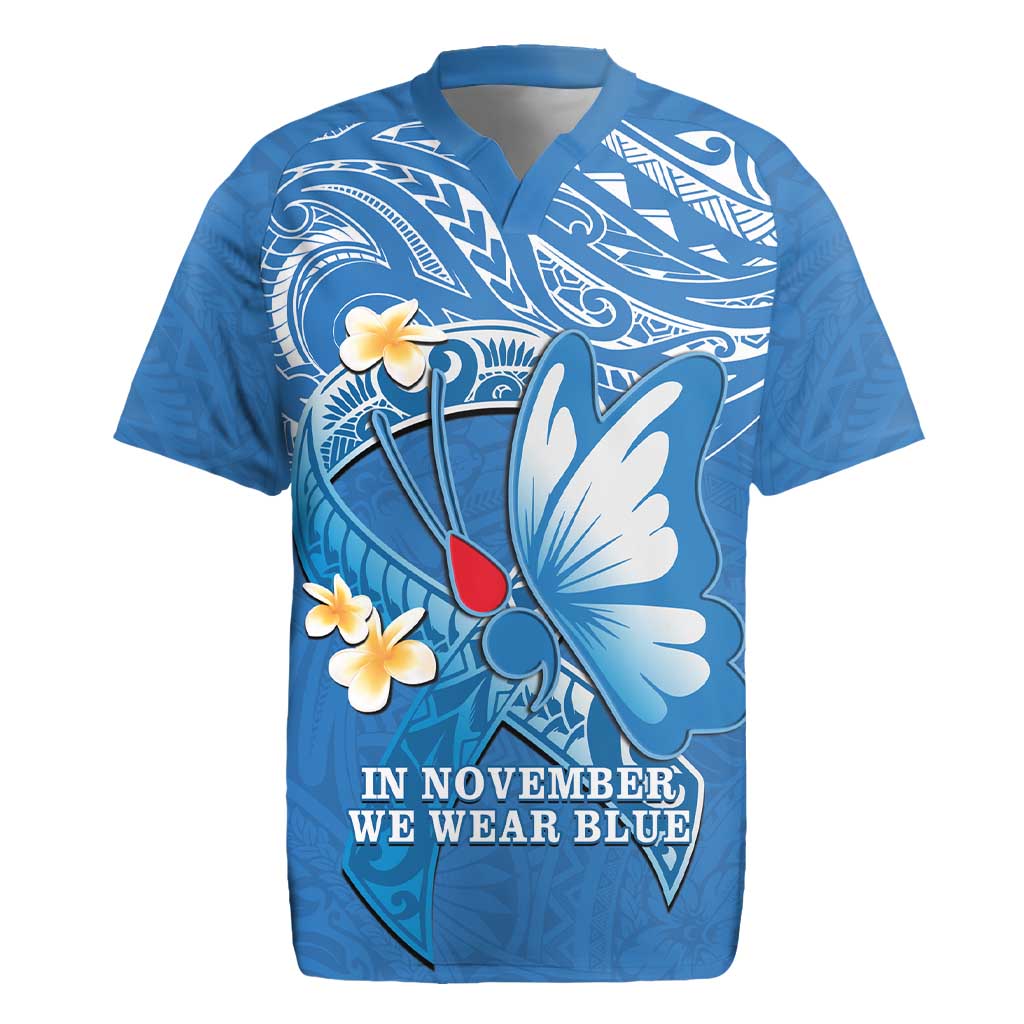 Polynesia Diabetes Awareness Month Rugby Jersey In November We Wear Blue LT14 Blue - Polynesian Pride
