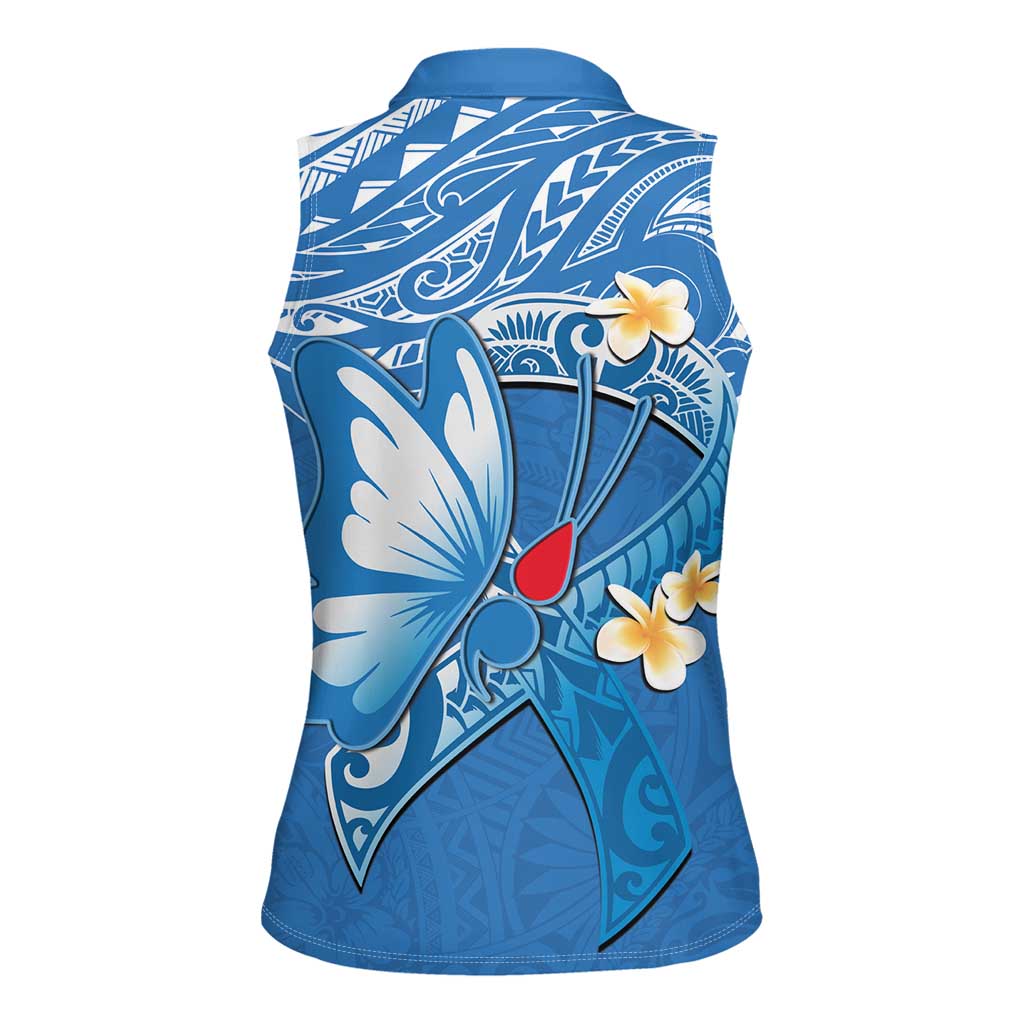 Polynesia Diabetes Awareness Month Women Sleeveless Polo Shirt In November We Wear Blue