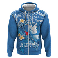 Polynesia Diabetes Awareness Month Zip Hoodie In November We Wear Blue LT14 Zip Hoodie Blue - Polynesian Pride