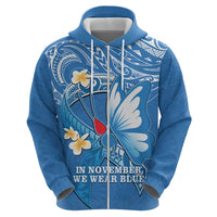 Polynesia Diabetes Awareness Month Zip Hoodie In November We Wear Blue LT14 - Polynesian Pride
