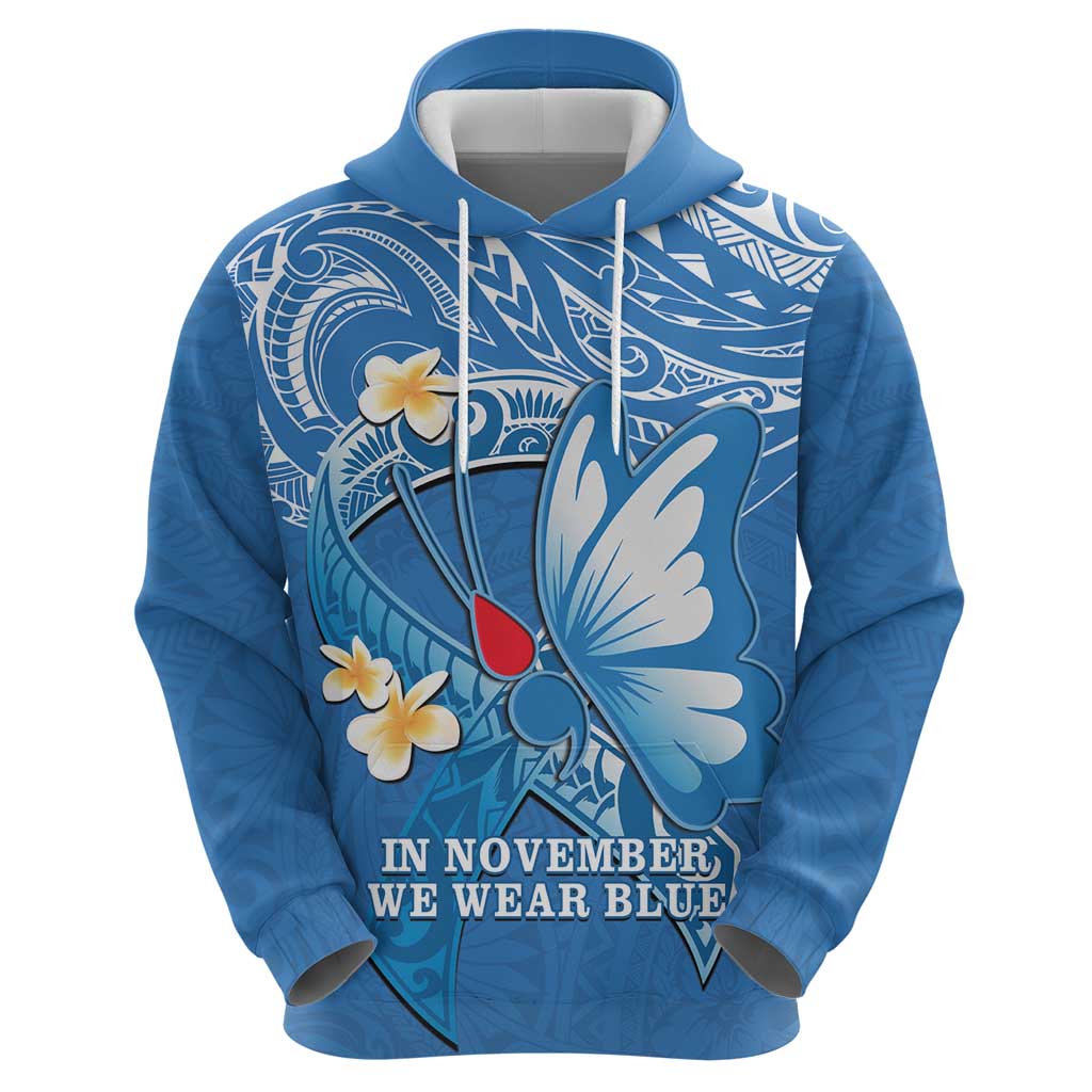 Polynesia Diabetes Awareness Month Zip Hoodie In November We Wear Blue LT14 - Polynesian Pride