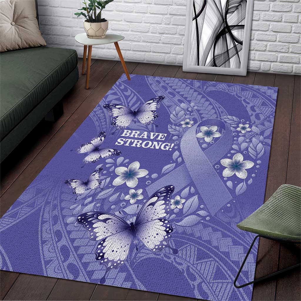 Polynesia Stomach Cancer Awareness Area Rug Periwinkle Ribbon Brave Strong! LT14 Periwinkle - Polynesian Pride
