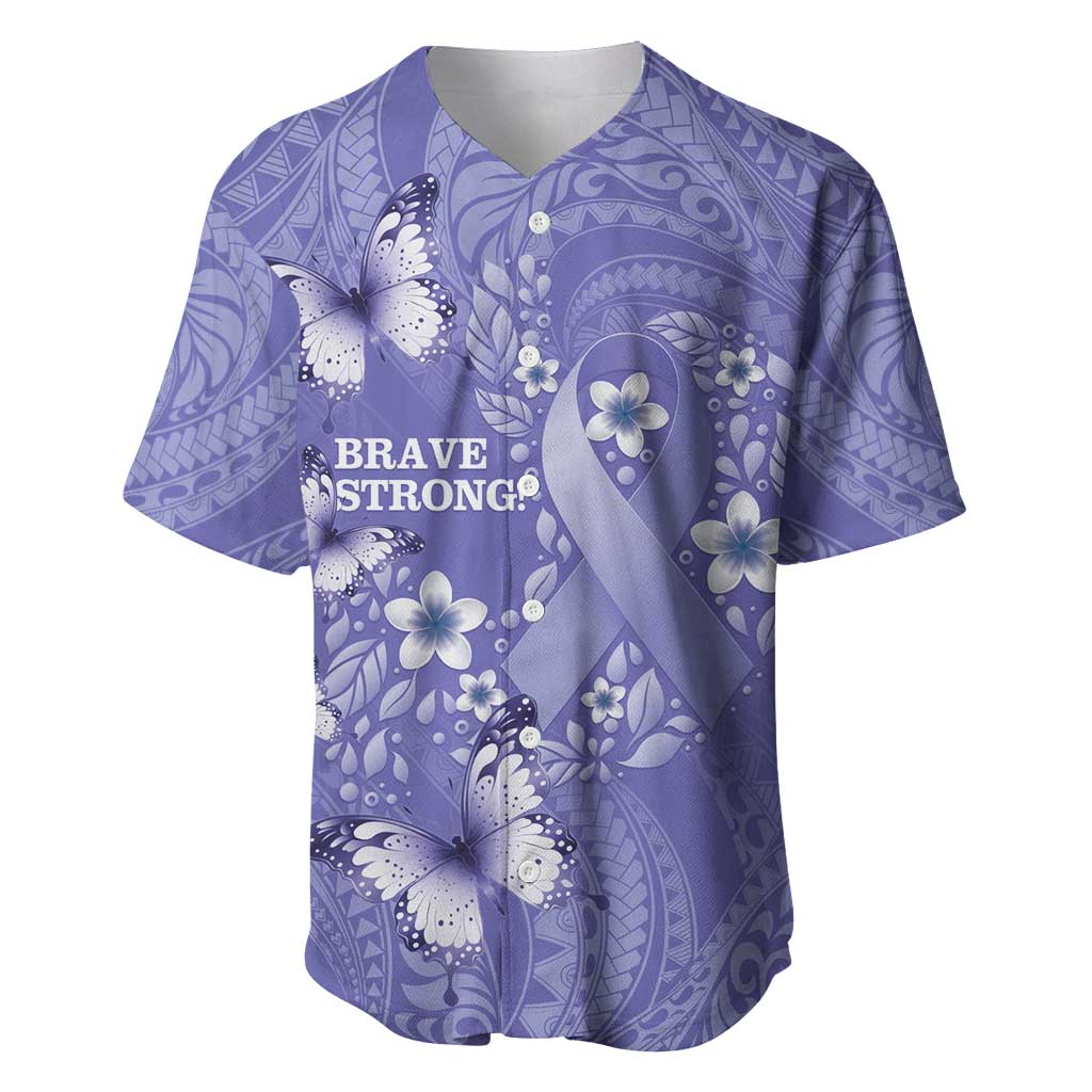 Polynesia Stomach Cancer Awareness Baseball Jersey Periwinkle Ribbon Brave Strong! LT14 Periwinkle - Polynesian Pride