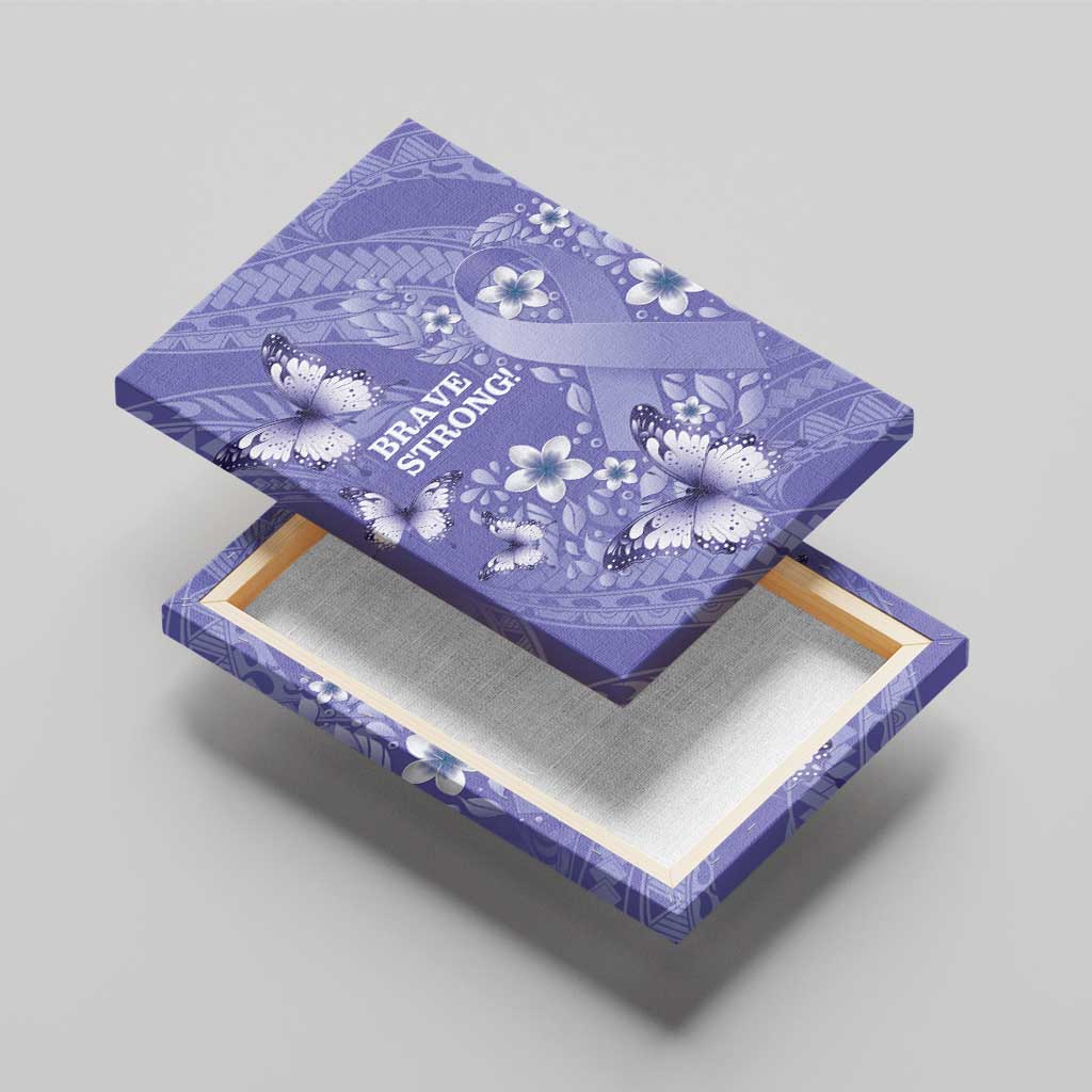 Polynesia Stomach Cancer Awareness Canvas Wall Art Periwinkle Ribbon Brave Strong!