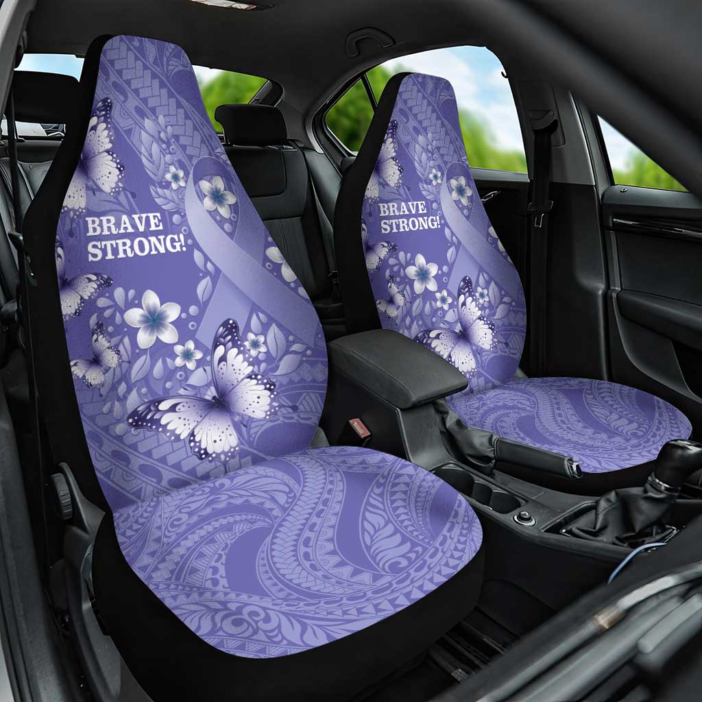 Polynesia Stomach Cancer Awareness Car Seat Cover Periwinkle Ribbon Brave Strong! LT14 One Size Periwinkle - Polynesian Pride