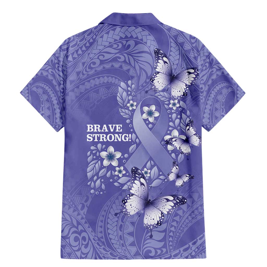 Polynesia Stomach Cancer Awareness Family Matching Mermaid Dress and Hawaiian Shirt Periwinkle Ribbon Brave Strong! LT14 - Polynesian Pride