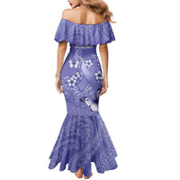 Polynesia Stomach Cancer Awareness Family Matching Mermaid Dress and Hawaiian Shirt Periwinkle Ribbon Brave Strong! LT14 - Polynesian Pride