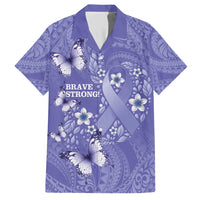 Polynesia Stomach Cancer Awareness Family Matching Short Sleeve Bodycon Dress and Hawaiian Shirt Periwinkle Ribbon Brave Strong! LT14 Dad's Shirt - Short Sleeve Periwinkle - Polynesian Pride