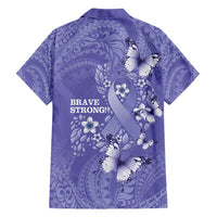 Polynesia Stomach Cancer Awareness Family Matching Short Sleeve Bodycon Dress and Hawaiian Shirt Periwinkle Ribbon Brave Strong! LT14 - Polynesian Pride