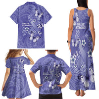 Polynesia Stomach Cancer Awareness Family Matching Tank Maxi Dress and Hawaiian Shirt Periwinkle Ribbon Brave Strong! LT14 - Polynesian Pride