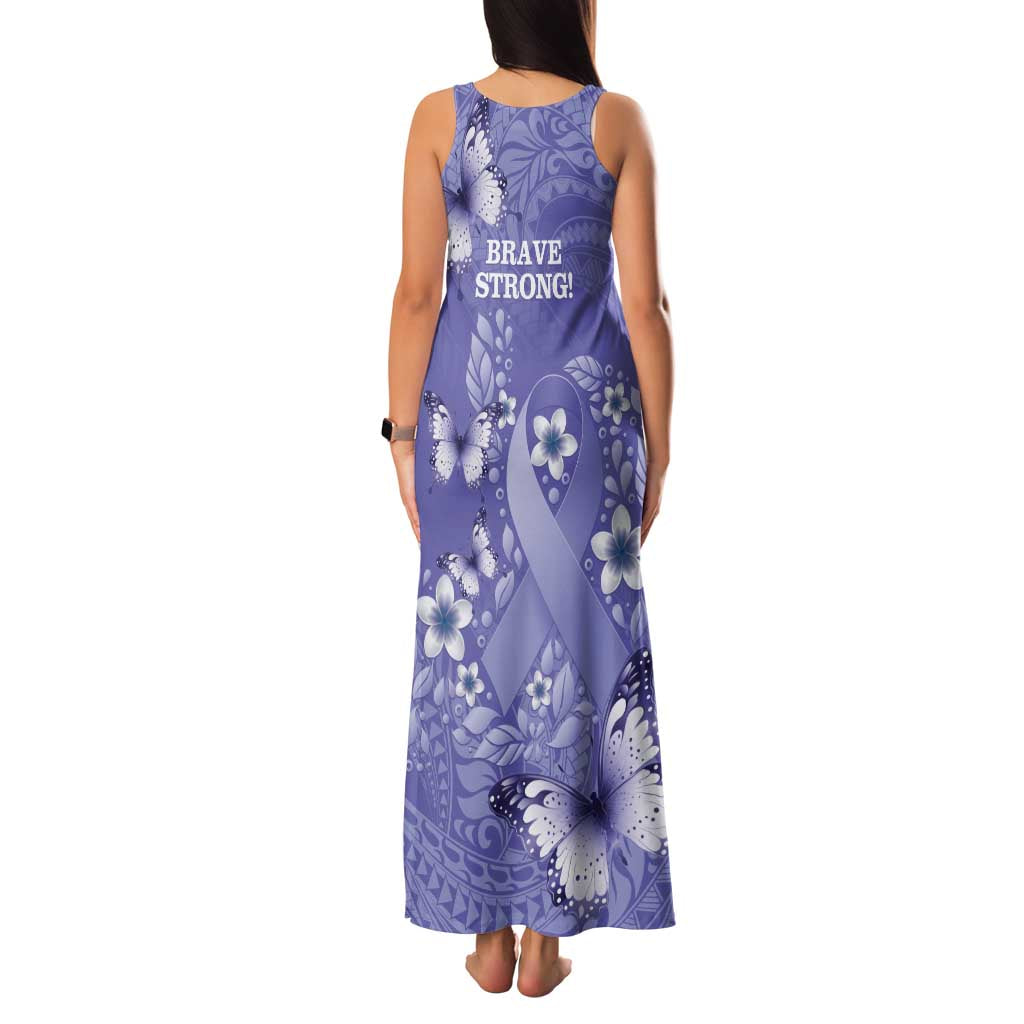 Polynesia Stomach Cancer Awareness Family Matching Tank Maxi Dress and Hawaiian Shirt Periwinkle Ribbon Brave Strong! LT14 - Polynesian Pride