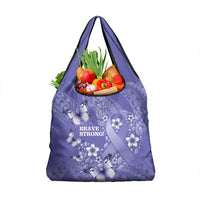 Polynesia Stomach Cancer Awareness Grocery Bag Periwinkle Ribbon Brave Strong!