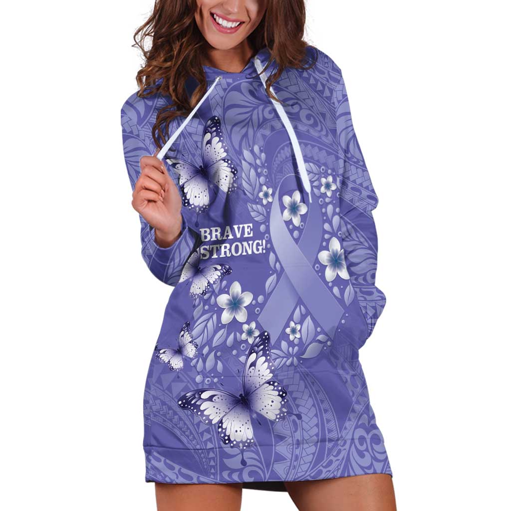 Polynesia Stomach Cancer Awareness Hoodie Dress Periwinkle Ribbon Brave Strong! LT14 Periwinkle - Polynesian Pride