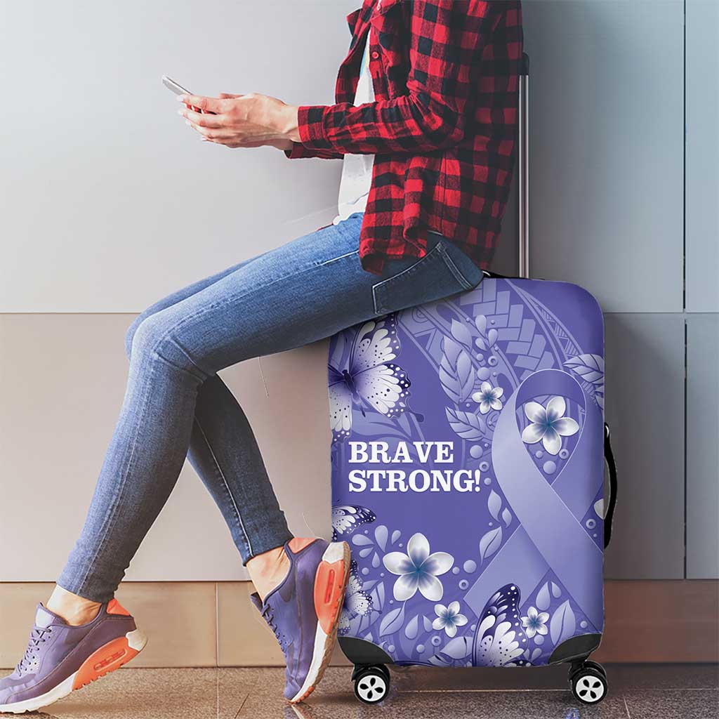 Polynesia Stomach Cancer Awareness Luggage Cover Periwinkle Ribbon Brave Strong!