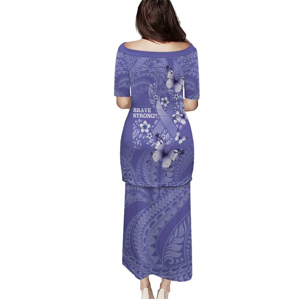 Polynesia Stomach Cancer Awareness Puletasi Periwinkle Ribbon Brave Strong!