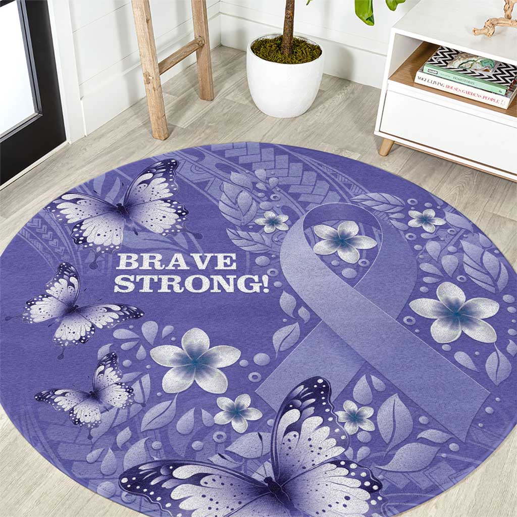 Polynesia Stomach Cancer Awareness Round Carpet Periwinkle Ribbon Brave Strong! LT14 Periwinkle - Polynesian Pride