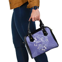 Polynesia Stomach Cancer Awareness Shoulder Handbag Periwinkle Ribbon Brave Strong!
