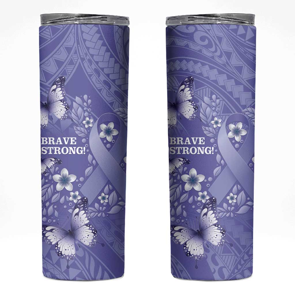 Polynesia Stomach Cancer Awareness Skinny Tumbler Periwinkle Ribbon Brave Strong! LT14 Periwinkle - Polynesian Pride