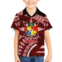 Malo e lelei Tonga Family Matching Tank Maxi Dress and Hawaiian Shirt Tongan Ngatu Pattern Red Version LT14 Son's Shirt Red - Polynesian Pride