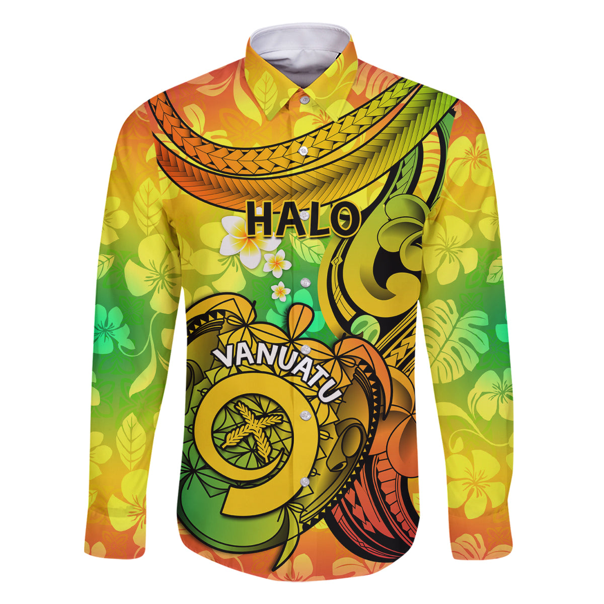 Halo Vanuatu Family Matching Mermaid Dress and Hawaiian Shirt Sand Drawing Turtle Polynesian Tropical Flowers LT14 Dad's Shirt - Long Sleeve Reggae - Polynesian Pride