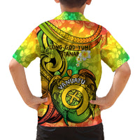 Halo Vanuatu Family Matching Off Shoulder Maxi Dress and Hawaiian Shirt Sand Drawing Turtle Polynesian Tropical Flowers LT14 - Polynesian Pride