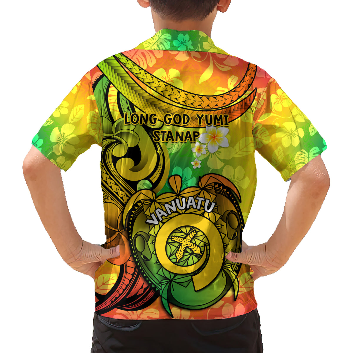 Halo Vanuatu Kid Hawaiian Shirt Sand Drawing Turtle Polynesian Tropical Flowers LT14 - Polynesian Pride
