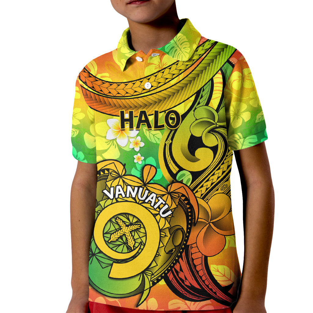 Halo Vanuatu Kid Polo Shirt Sand Drawing Turtle Polynesian Tropical Flowers LT14 Kid Reggae - Polynesian Pride
