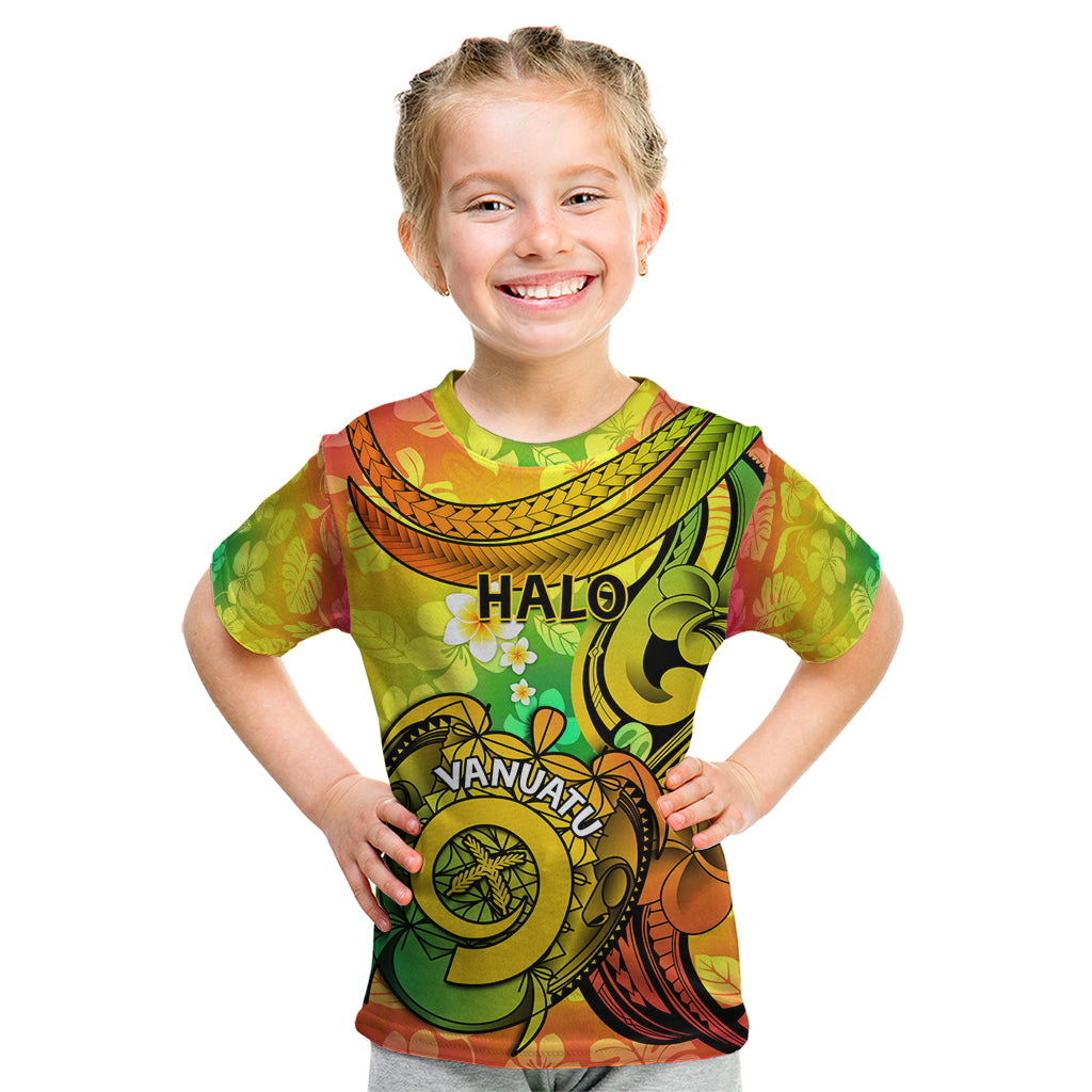 Halo Vanuatu Kid T Shirt Sand Drawing Turtle Polynesian Tropical Flowers LT14 Reggae - Polynesian Pride