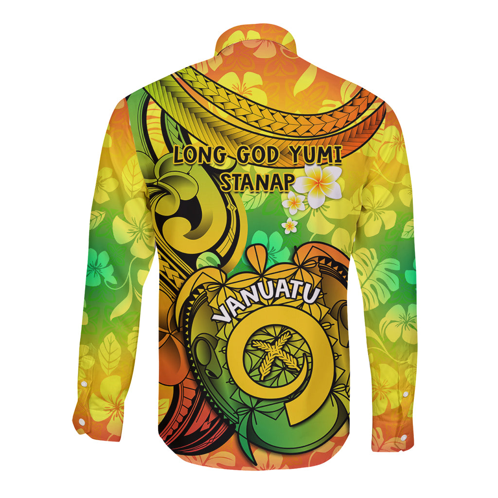 Halo Vanuatu Long Sleeve Button Shirt Sand Drawing Turtle Polynesian Tropical Flowers LT14 - Polynesian Pride