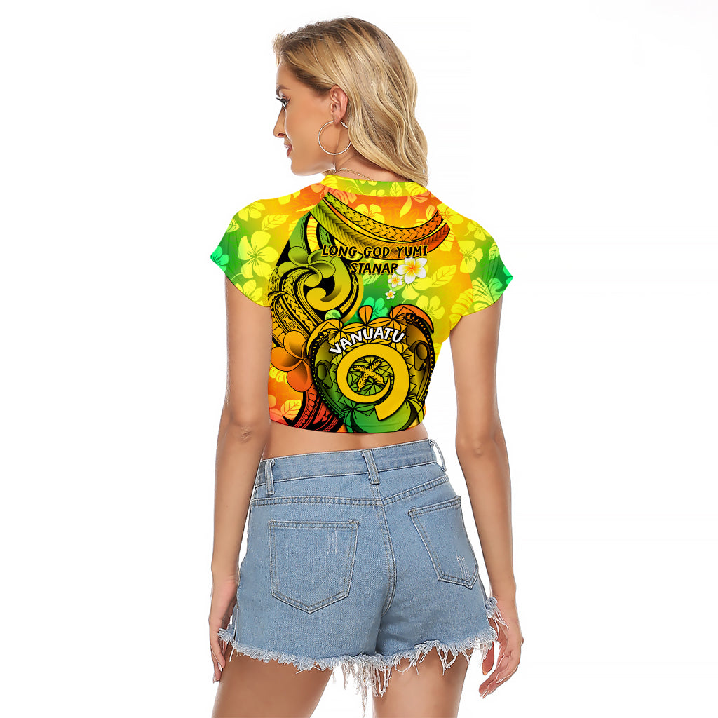 Halo Vanuatu Raglan Cropped T Shirt Sand Drawing Turtle Polynesian Tropical Flowers LT14 - Polynesian Pride
