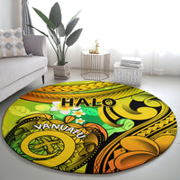Halo Vanuatu Round Carpet Sand Drawing Turtle Polynesian Tropical Flowers LT14 - Polynesian Pride