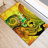 Halo Vanuatu Rubber Doormat Sand Drawing Turtle Polynesian Tropical Flowers LT14 - Polynesian Pride