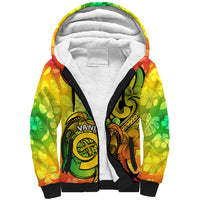 Halo Vanuatu Sherpa Hoodie Sand Drawing Turtle Polynesian Tropical Flowers LT14 Unisex Reggae - Polynesian Pride