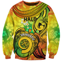 Halo Vanuatu Sweatshirt Sand Drawing Turtle Polynesian Tropical Flowers LT14 Unisex Reggae - Polynesian Pride