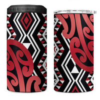 New Zealand 4 in 1 Can Cooler Tumbler Aotearoa Kowhaiwhai Mix Taniko Art - Red LT14 One Size: 16 oz Red - Polynesian Pride