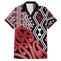 New Zealand Family Matching Long Sleeve Bodycon Dress and Hawaiian Shirt Aotearoa Kowhaiwhai Mix Taniko Art - Red LT14 Dad's Shirt - Short Sleeve Red - Polynesian Pride