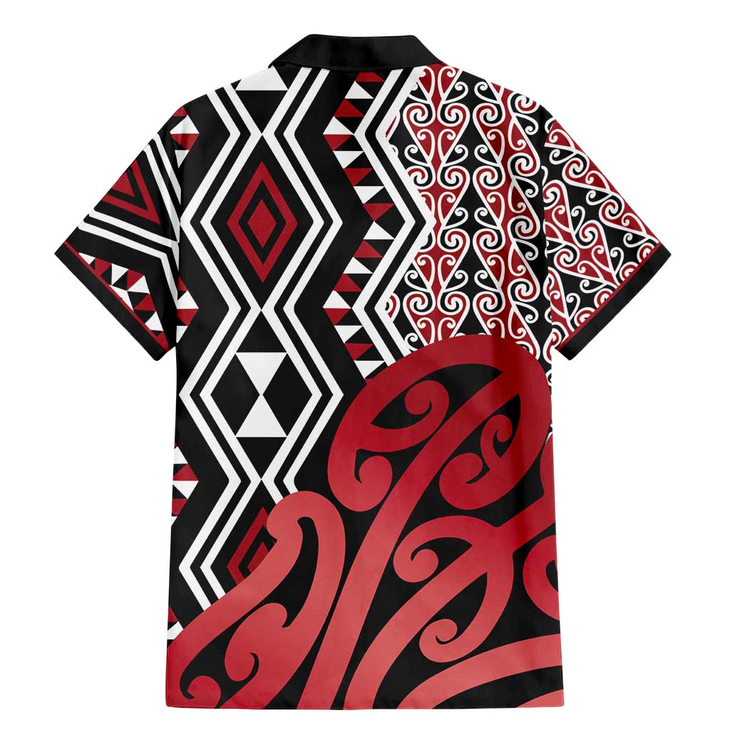 New Zealand Family Matching Mermaid Dress and Hawaiian Shirt Aotearoa Kowhaiwhai Mix Taniko Art - Red LT14 - Polynesian Pride