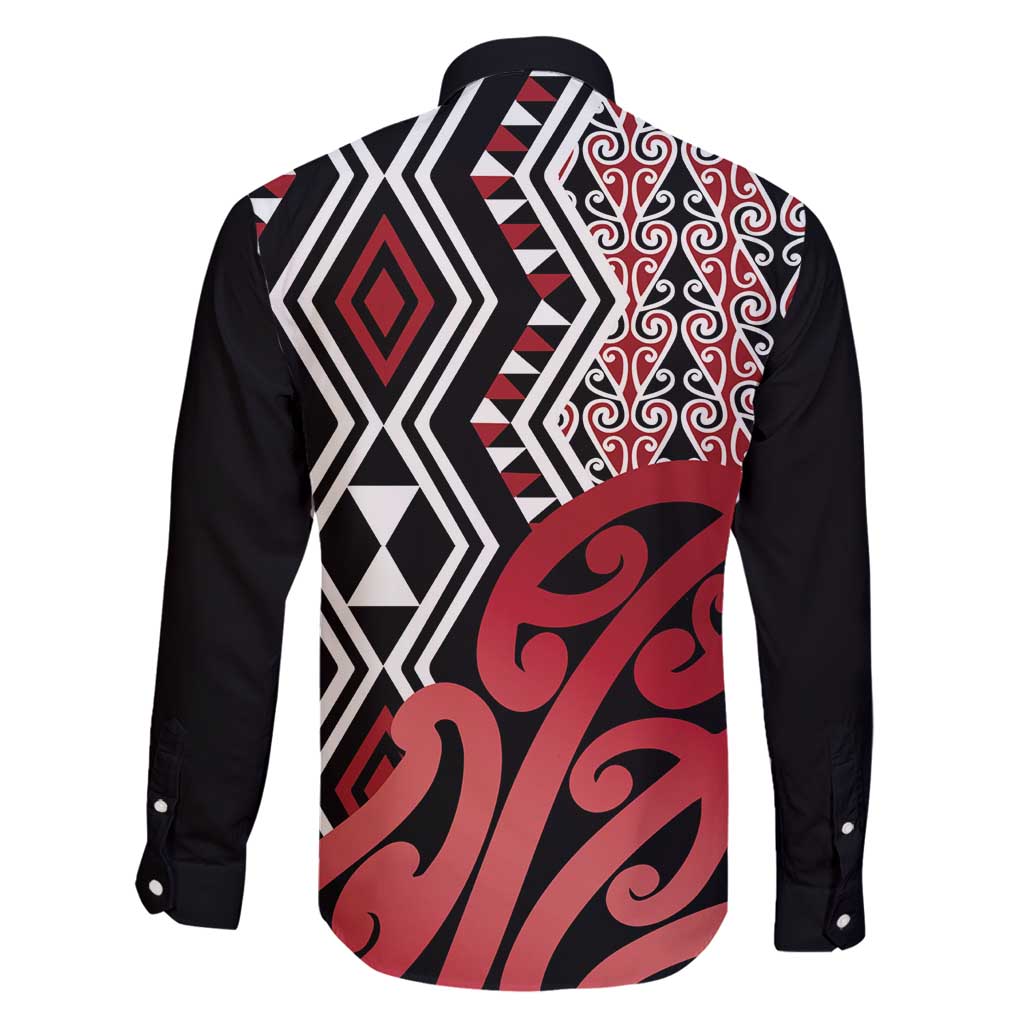 New Zealand Family Matching Puletasi and Hawaiian Shirt Aotearoa Kowhaiwhai Mix Taniko Art - Red LT14 - Polynesian Pride