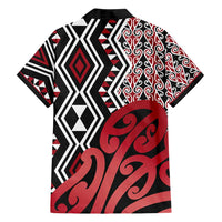 New Zealand Family Matching Tank Maxi Dress and Hawaiian Shirt Aotearoa Kowhaiwhai Mix Taniko Art - Red LT14 - Polynesian Pride
